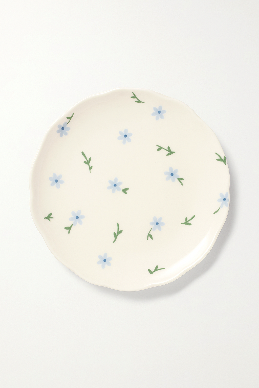 Assiette ceramique artisanale style coreen motif floral irregulier
