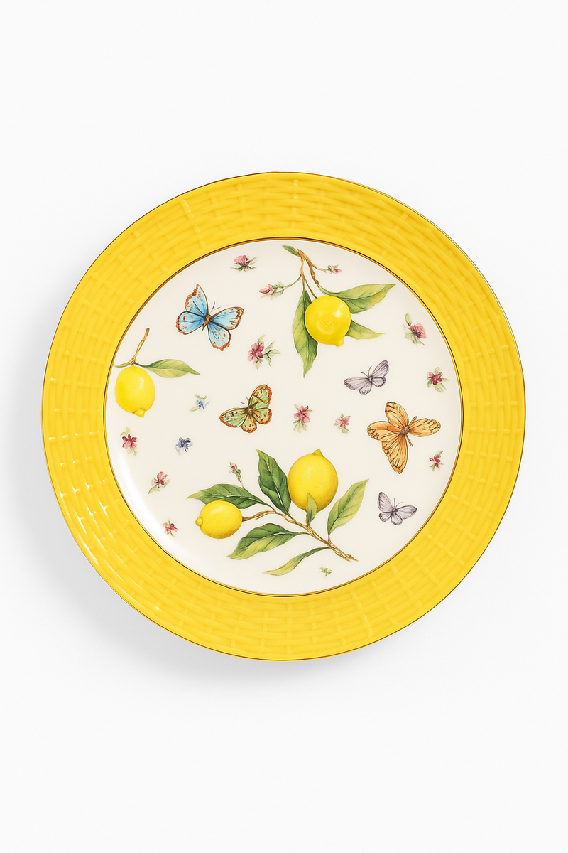 Assiette ceramique motif citron style europeen cuisine