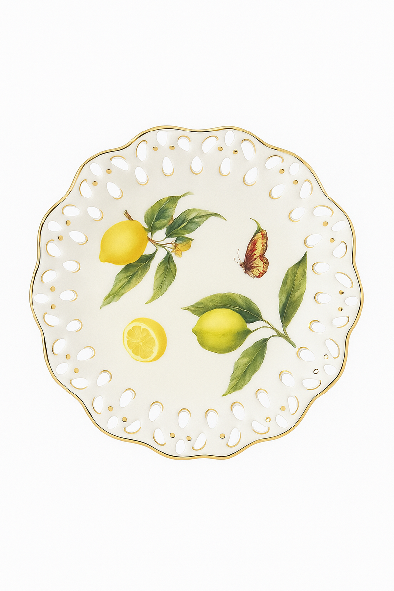 assiette ceramique motif citron style europeen elegant table