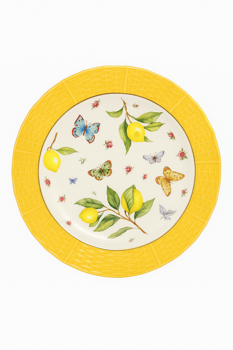 Assiette ceramique motif citron style europeen fruits desserts