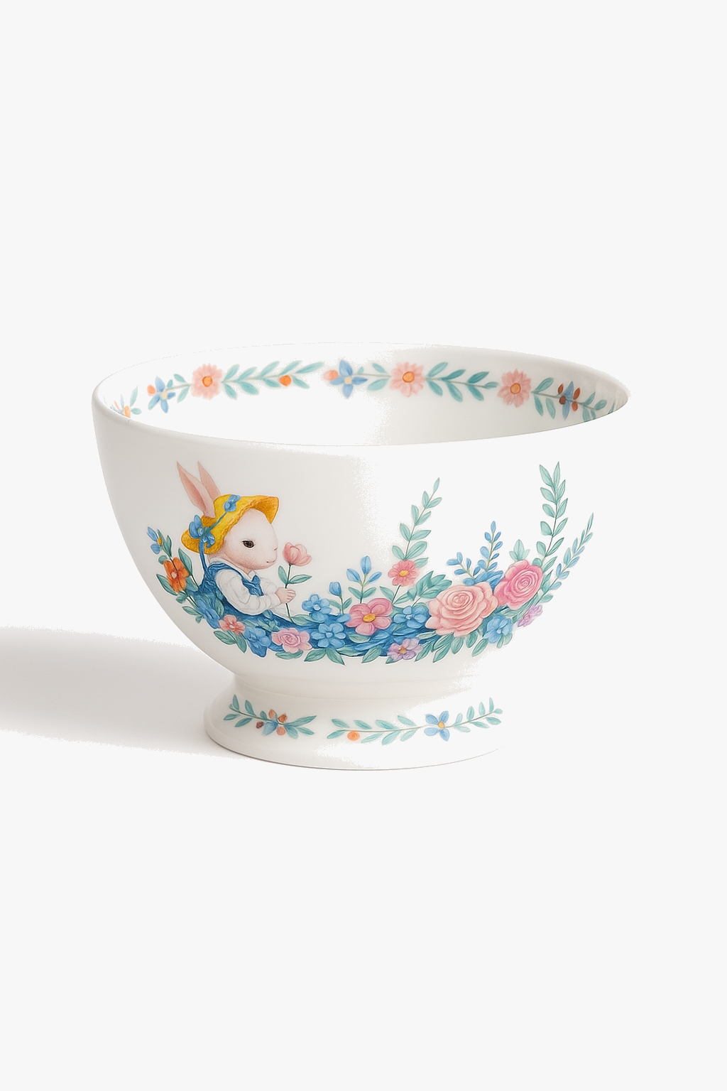 Assiette ceramique motif citrouille lapin style jardin