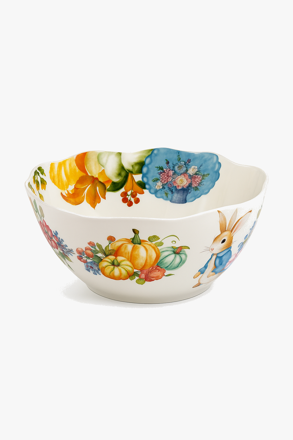 Assiette ceramique motif citrouille lapin style jardin