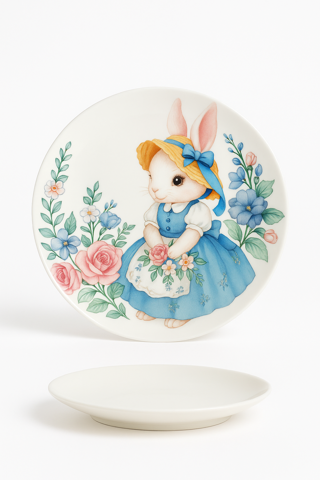 Assiette céramique motif citrouille lapin style jardin - vue 2 sur 3