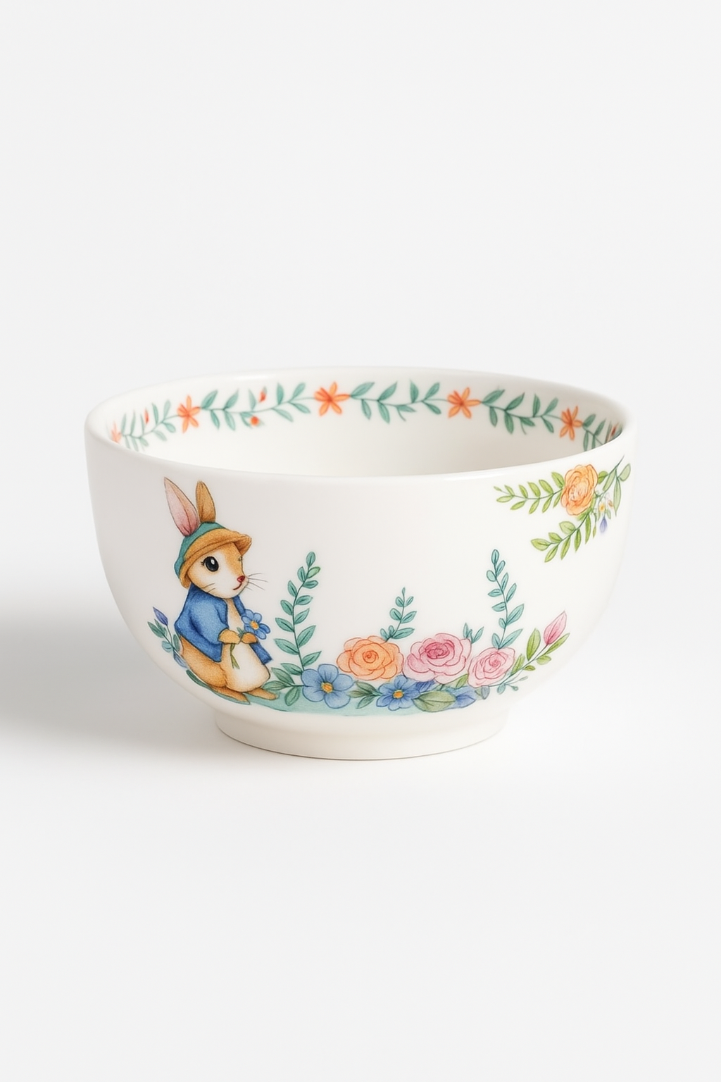 Assiette ceramique motif citrouille lapin style jardin mignon