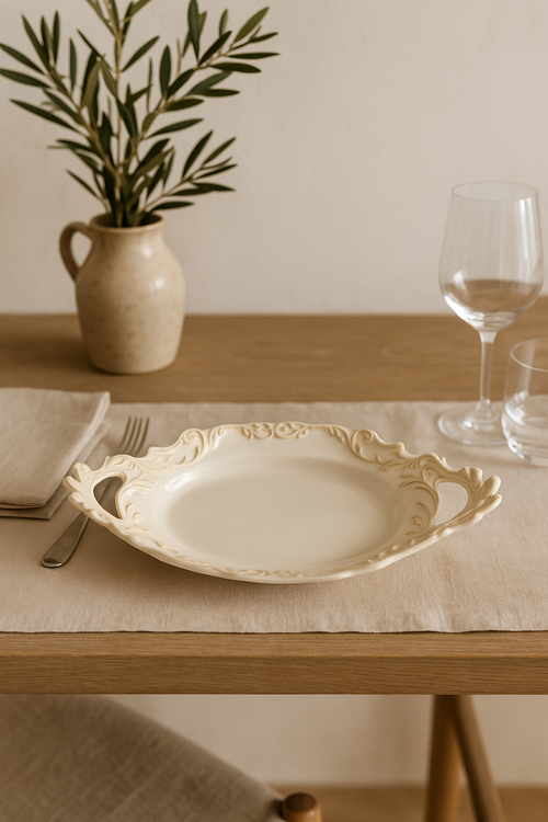 Assiette céramique rétro style français pour pâtes dessert - vue 2 sur 2