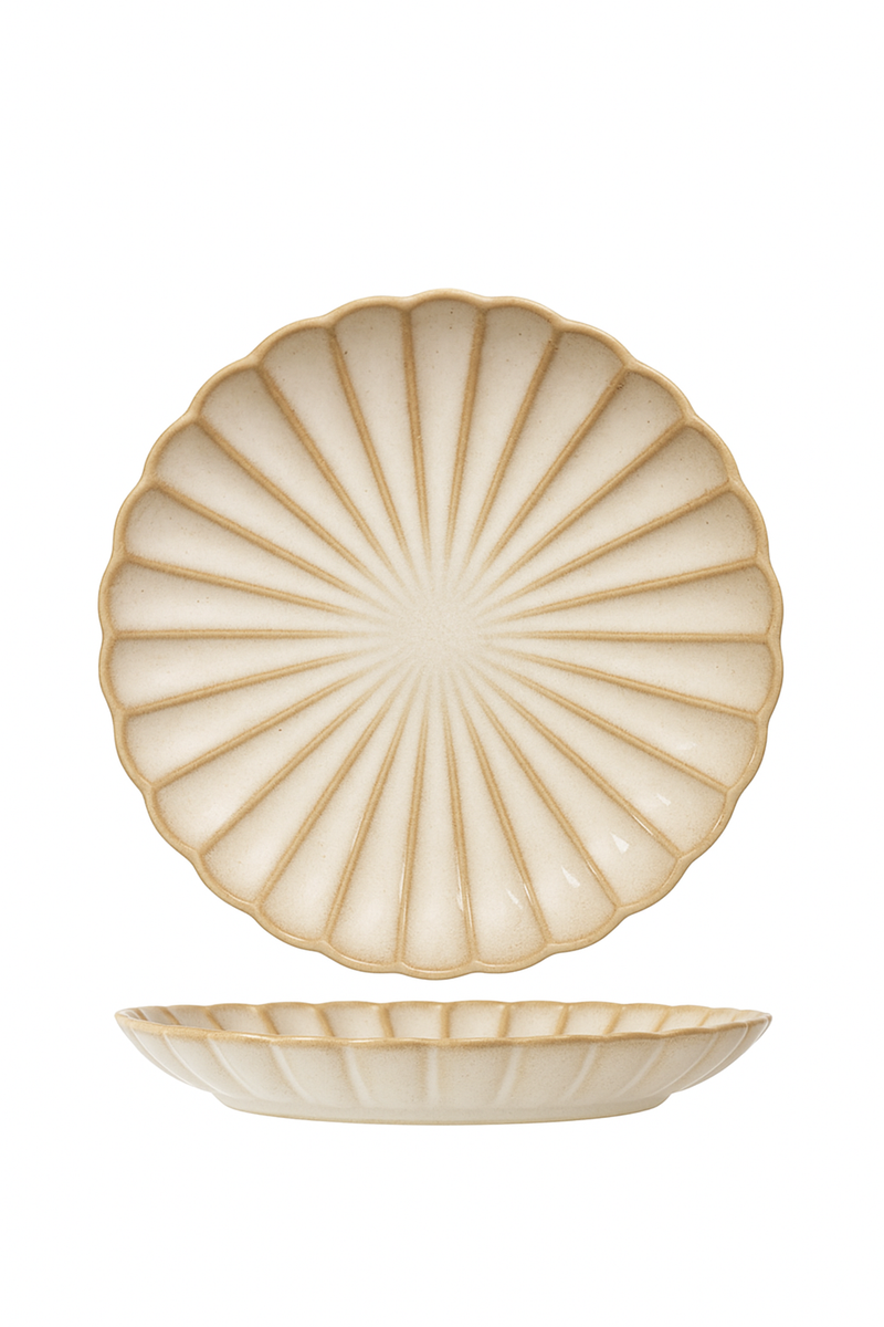 Assiette ceramique ronde style retro pour legumes