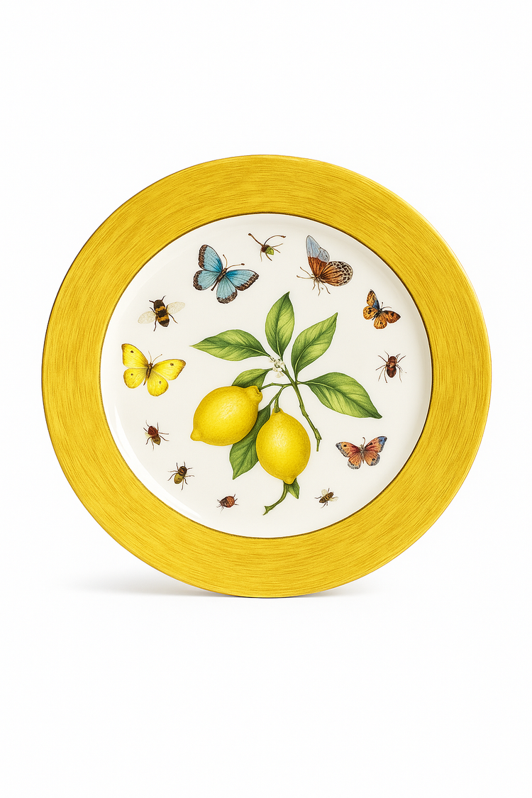 Assiette ceramique style europeen motif citron elegant