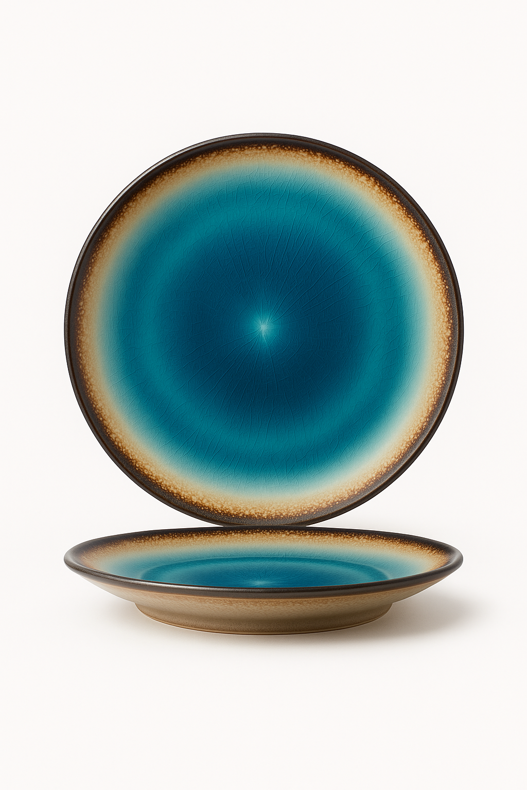 Assiette ceramique style japonais glacure craquelee repas - vue 2 sur 3
