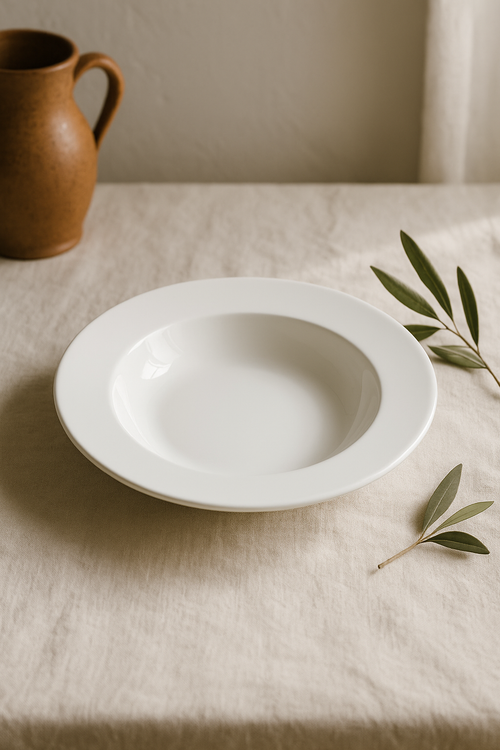 Assiette creuse en céramique style minimaliste pour soupe