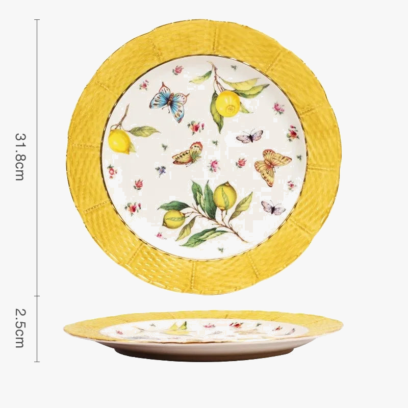assiette en céramique motif citron style européen élégant