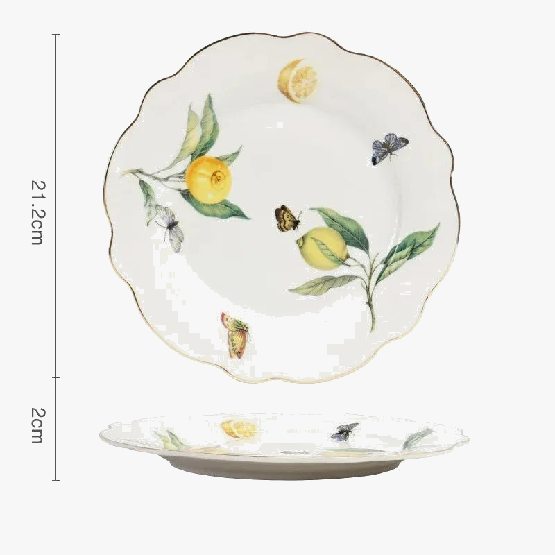 Assiette en ceramique motif citron style europeen elegante