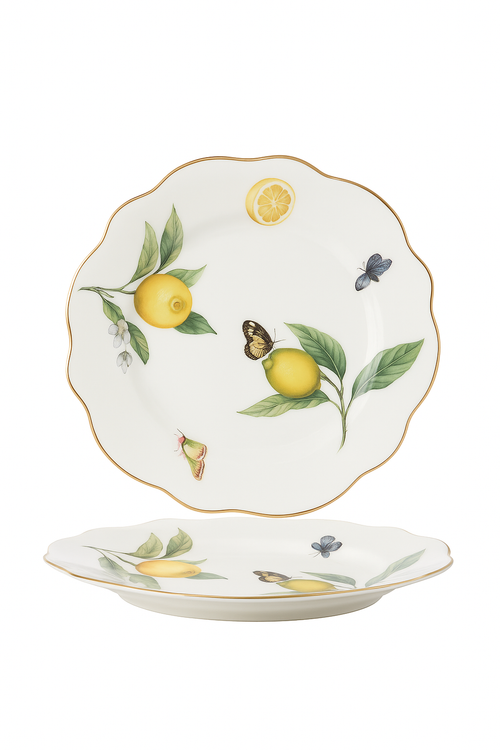 Assiette en céramique style européen motif citron - vue 2 sur 2