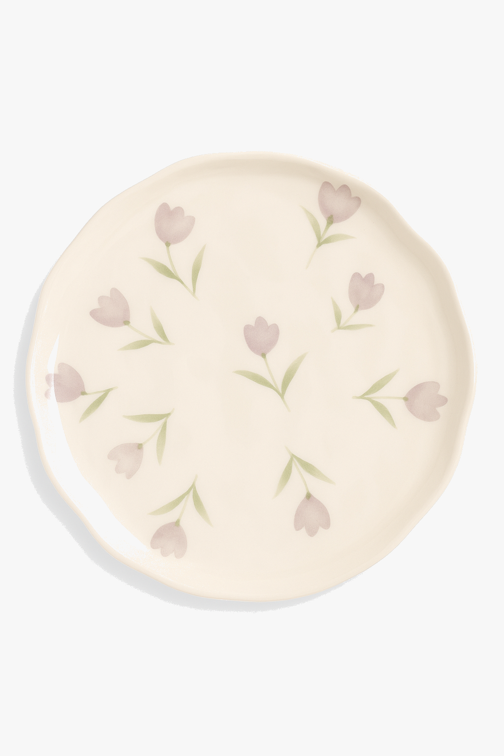 Assiette gâteau céramique style coréen motif floral irrégulier
