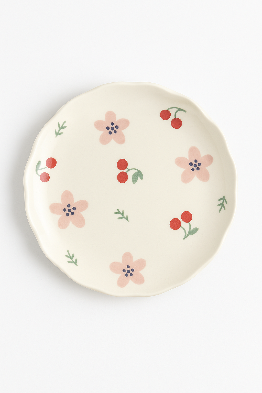 Assiette gateau ceramique style coreen motif floral artisanal - vue 2 sur 3