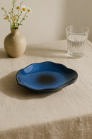 Assiette plate céramique japonaise forme coquillage irrégulière