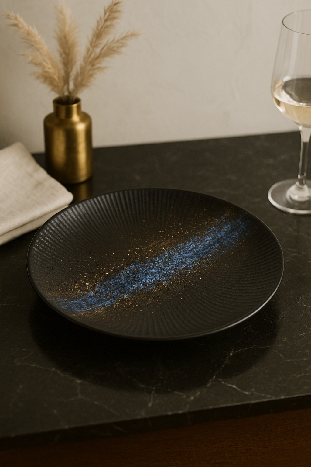 Assiette plate ceramique style japonais retro pour pates - vue 3 sur 3