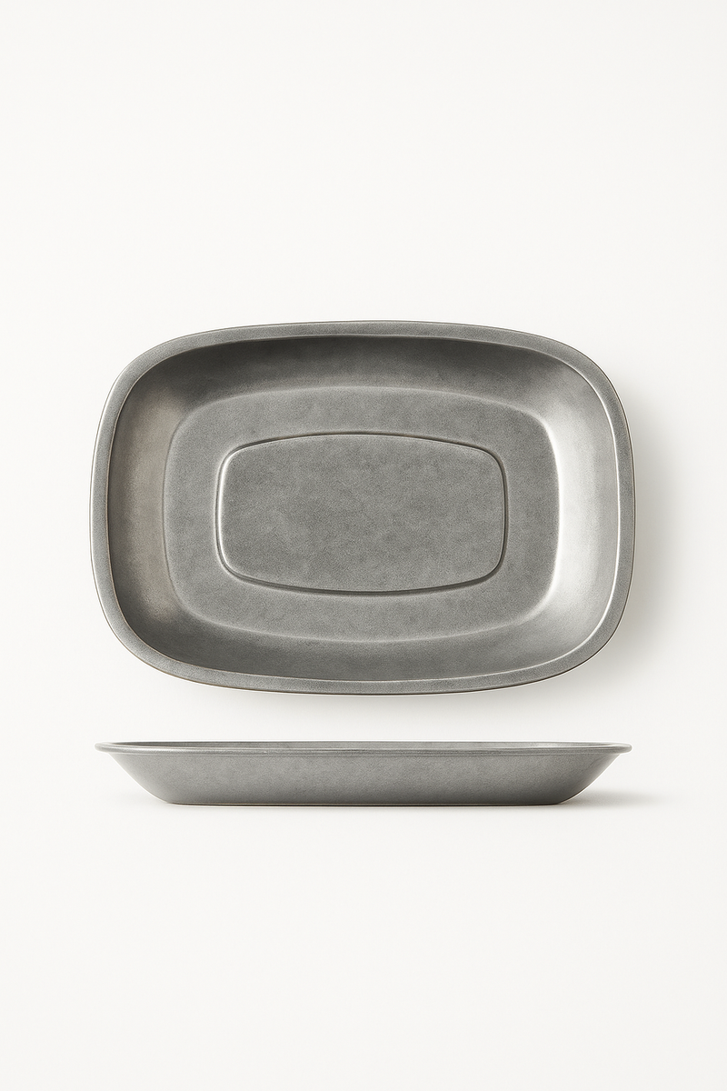 Assiette plate métal inox style industriel camping western