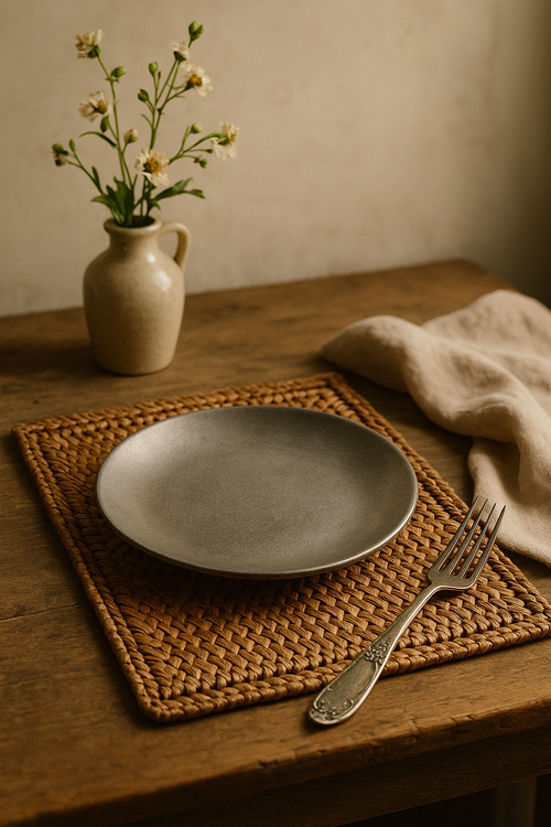 Assiette plate vintage acier inox style industriel camping - vue 2 sur 2