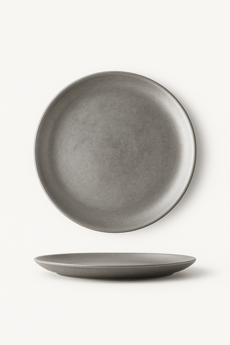 Assiette plate vintage acier inox style industriel camping