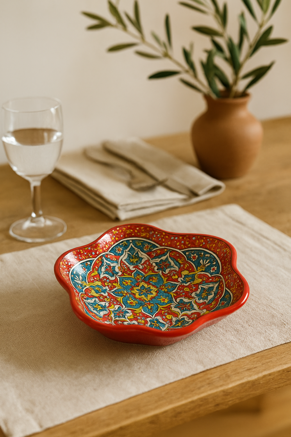 Assiette poisson céramique bohême double anses style décoratif - vue 3 sur 3