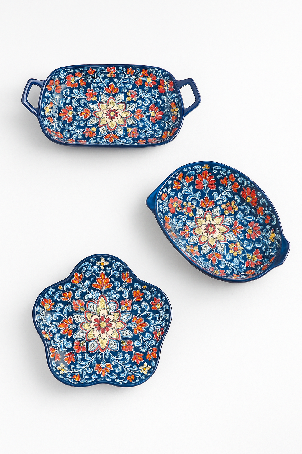 Assiette poisson ceramique style boheme double anse cuisine
