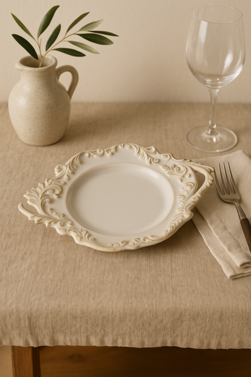 Assiette retro française ceramique pour pates dessert luxe