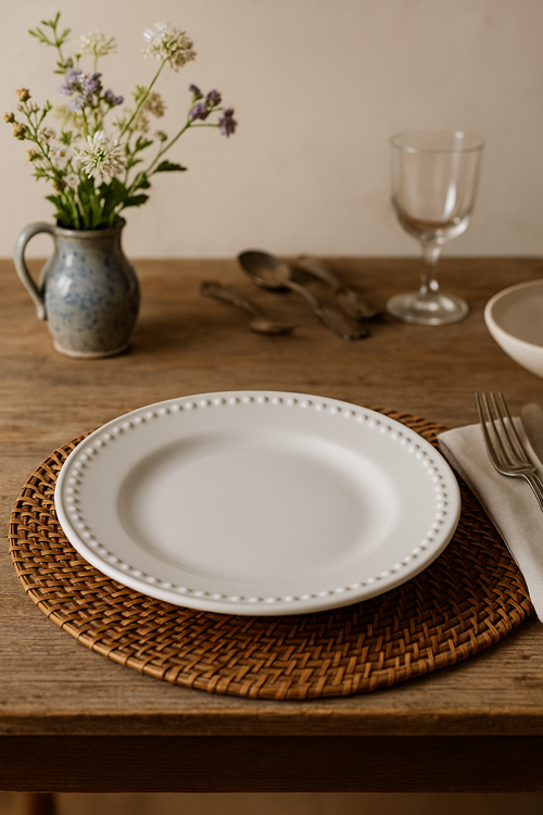 Assiette ronde en céramique style rétro vaisselle décorative