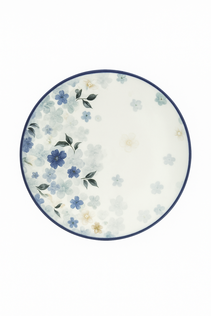 Assiettes céramique émaillée motif floral style japonais