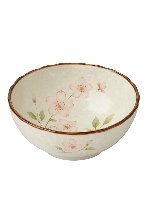 Assiettes creuses ceramique style japonais motif floral