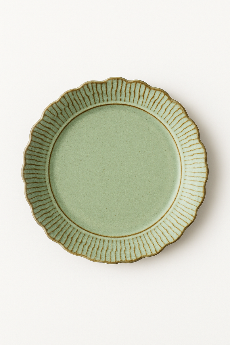 Assiettes plates céramique relief style rétro restauration