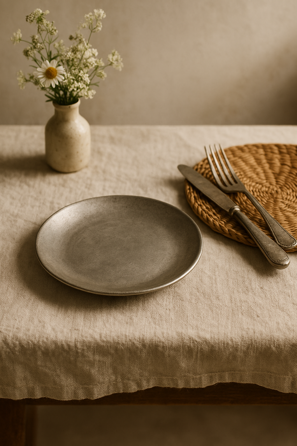 Assiettes plates nordiques vintage acier inoxydable style minimaliste