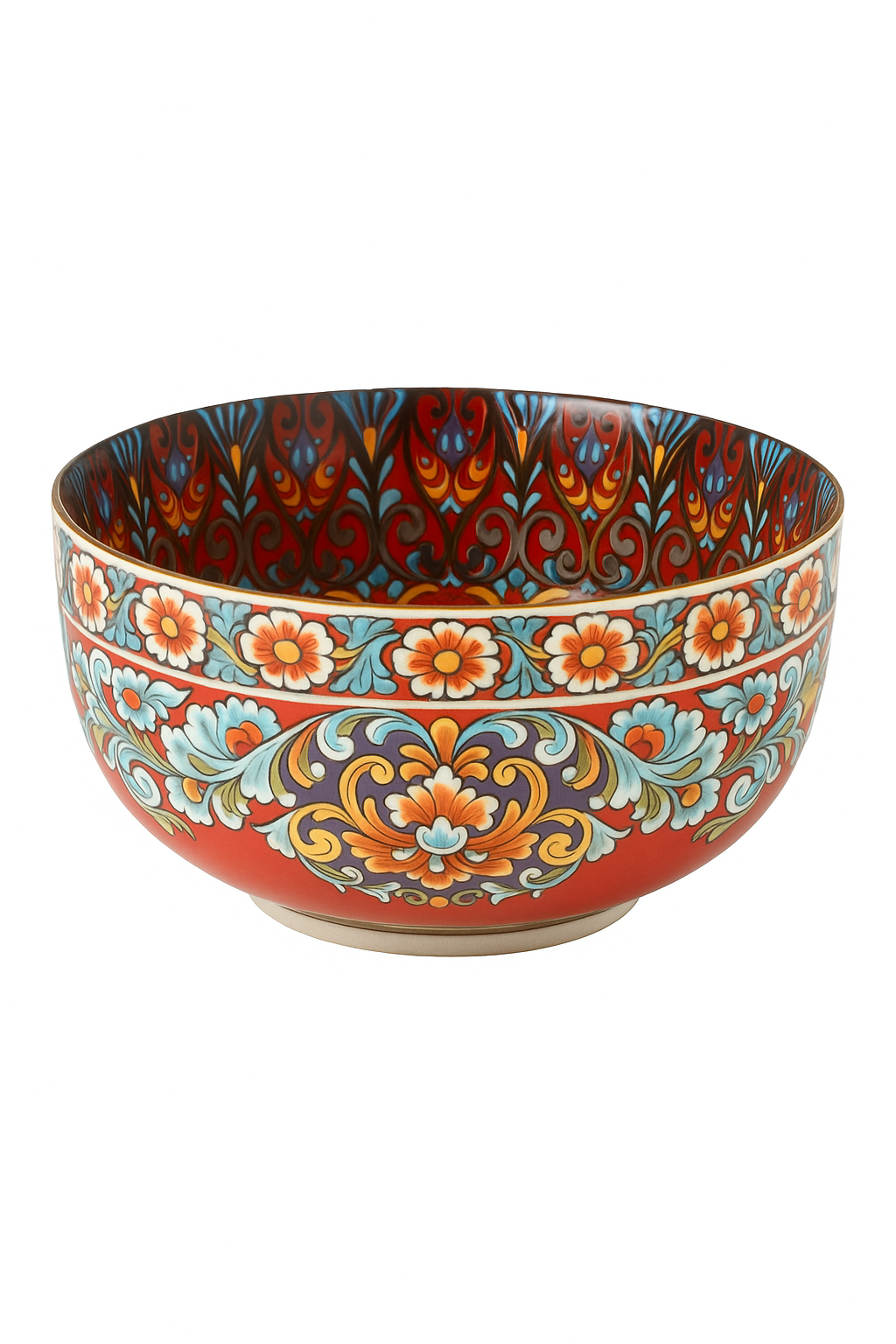Bol ceramique vintage peint main motif ethnique polyvalent