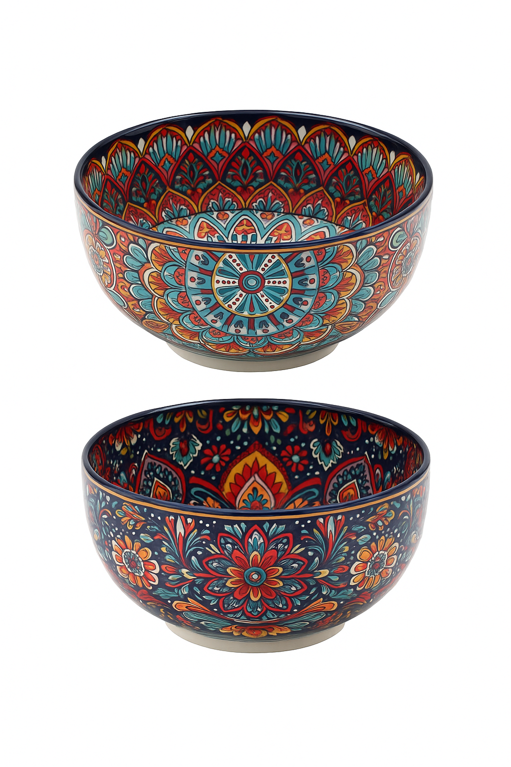 Bol ceramique vintage peint main motifs ethniques polyvalent