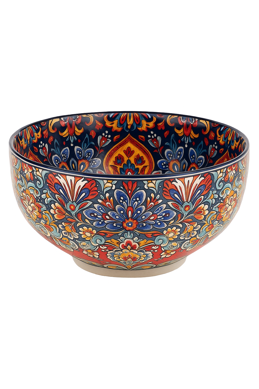 Bol ceramique vintage peint main motifs ethniques polyvalent
