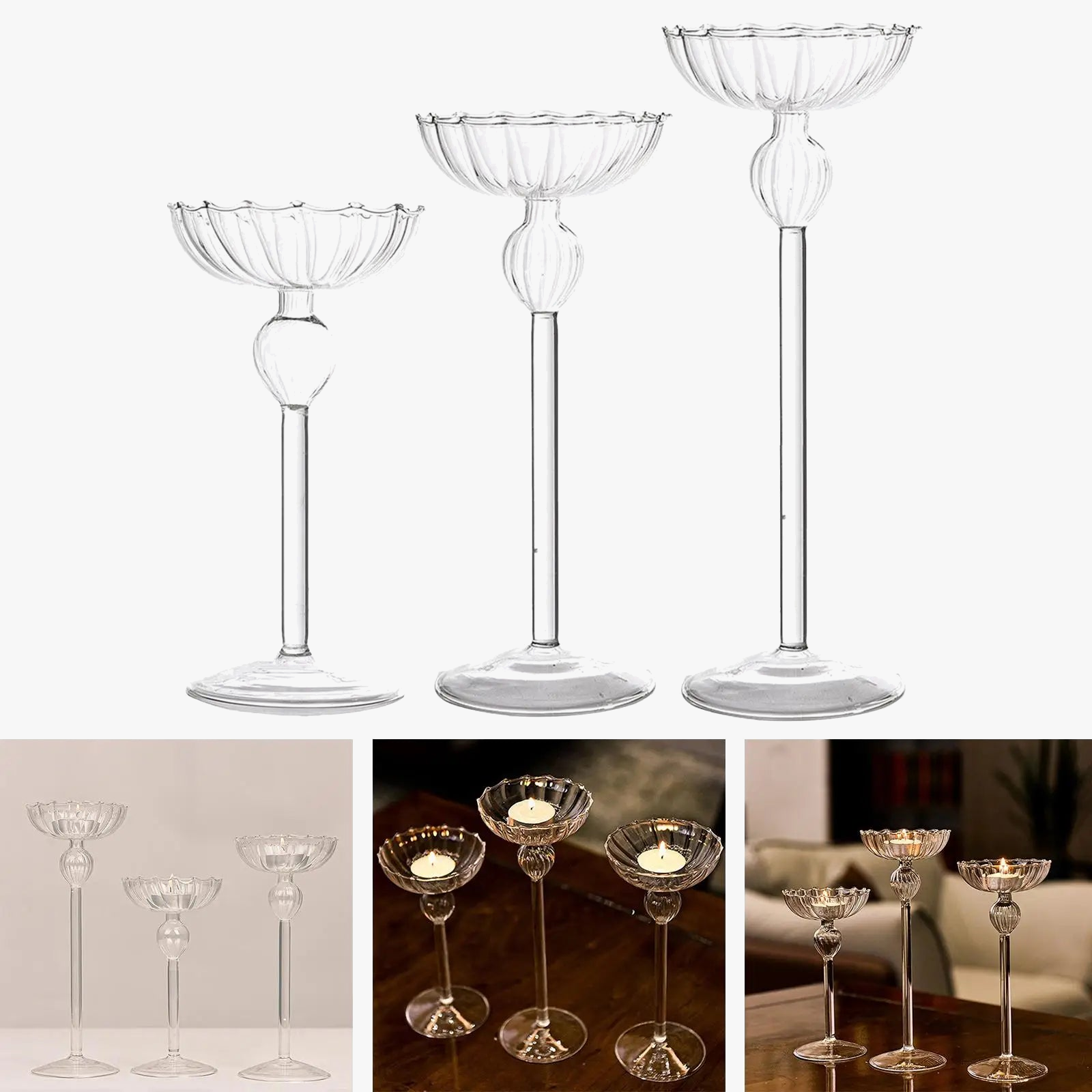 bougeoirs en verre pour décoration d'anniversaire de mariage