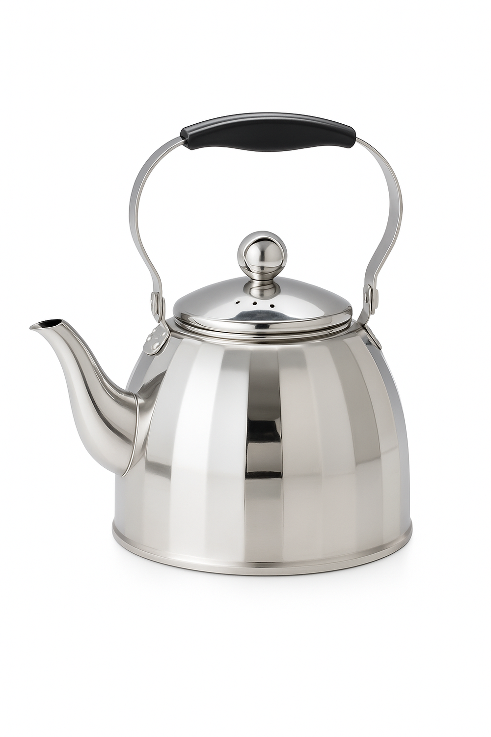 Bouilloire acier inoxydable miroir motif fleur infuseur amovible