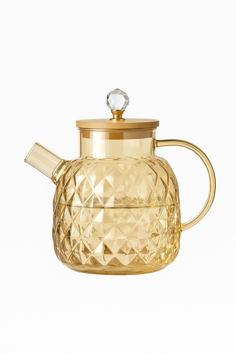 Bouilloire en verre avec filtre et couvercle bambou