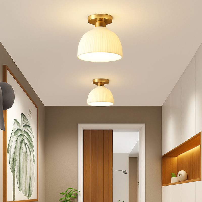 Céramique verre Led couloir plafonnier pour allée couloir vestiaire balcon nordique E27 acrylique lustre reste luminaires