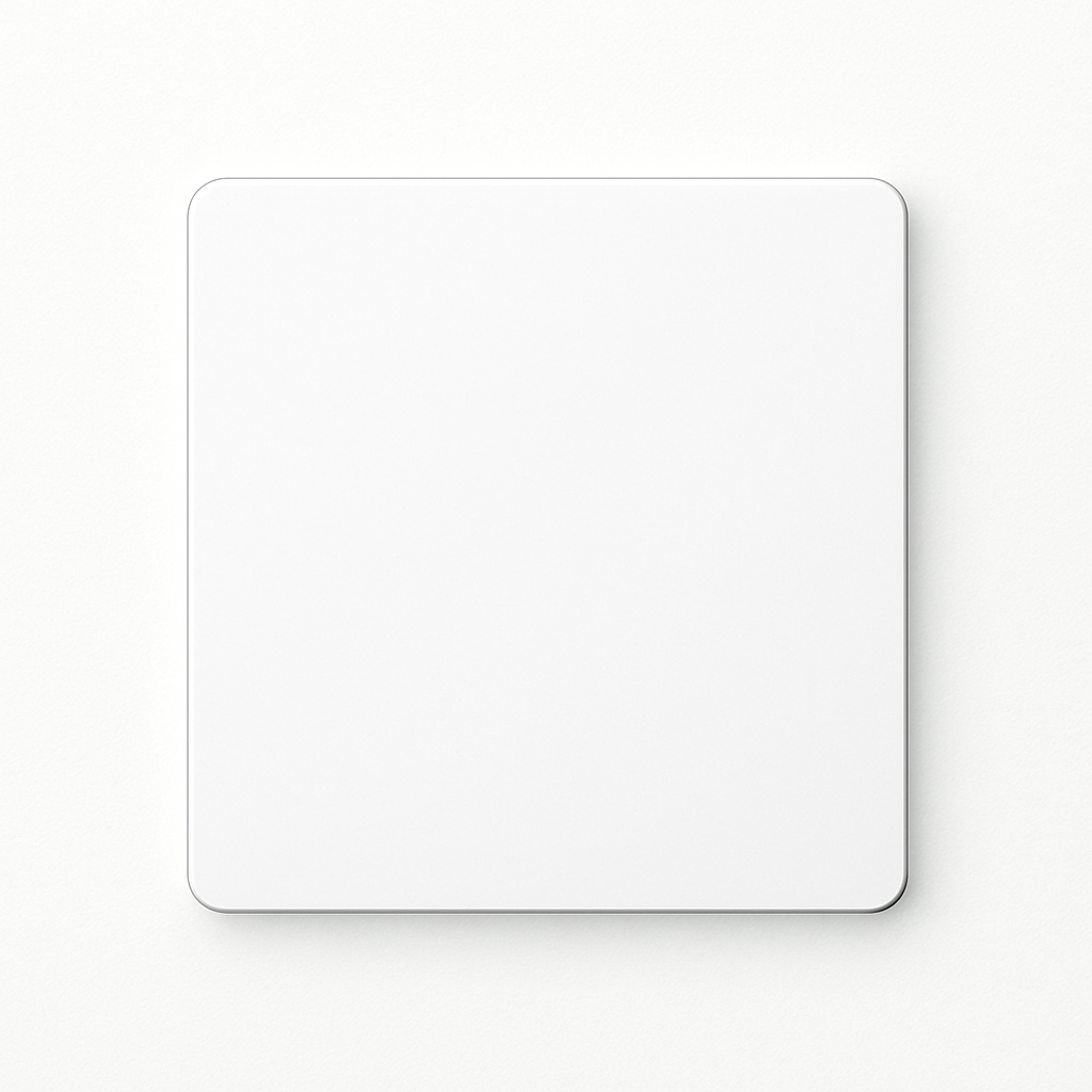 Cache prise plate en acier blanc mat bords arrondis