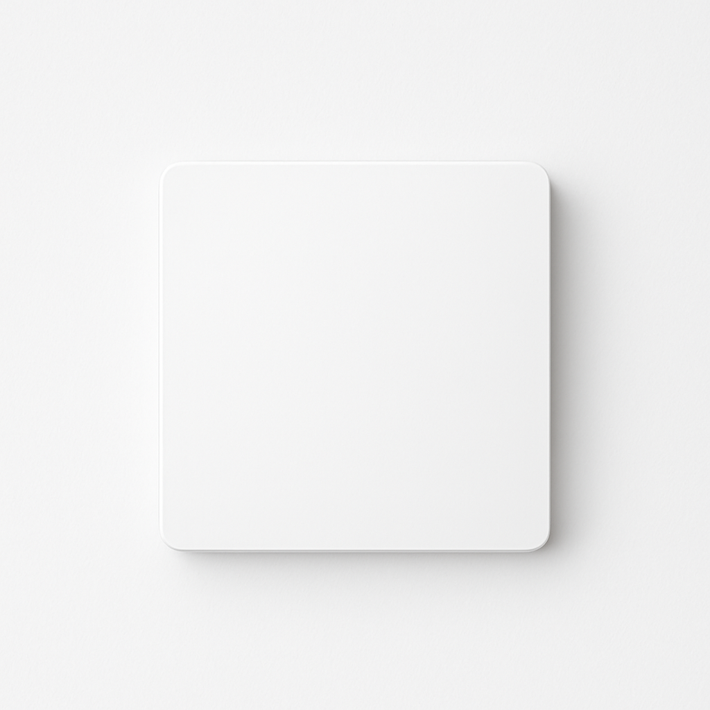Cache prise plate en acier blanc mat et bords arrondis