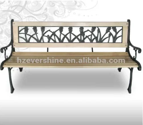 chaises de jardin en fonte et bois vintage pour extérieur