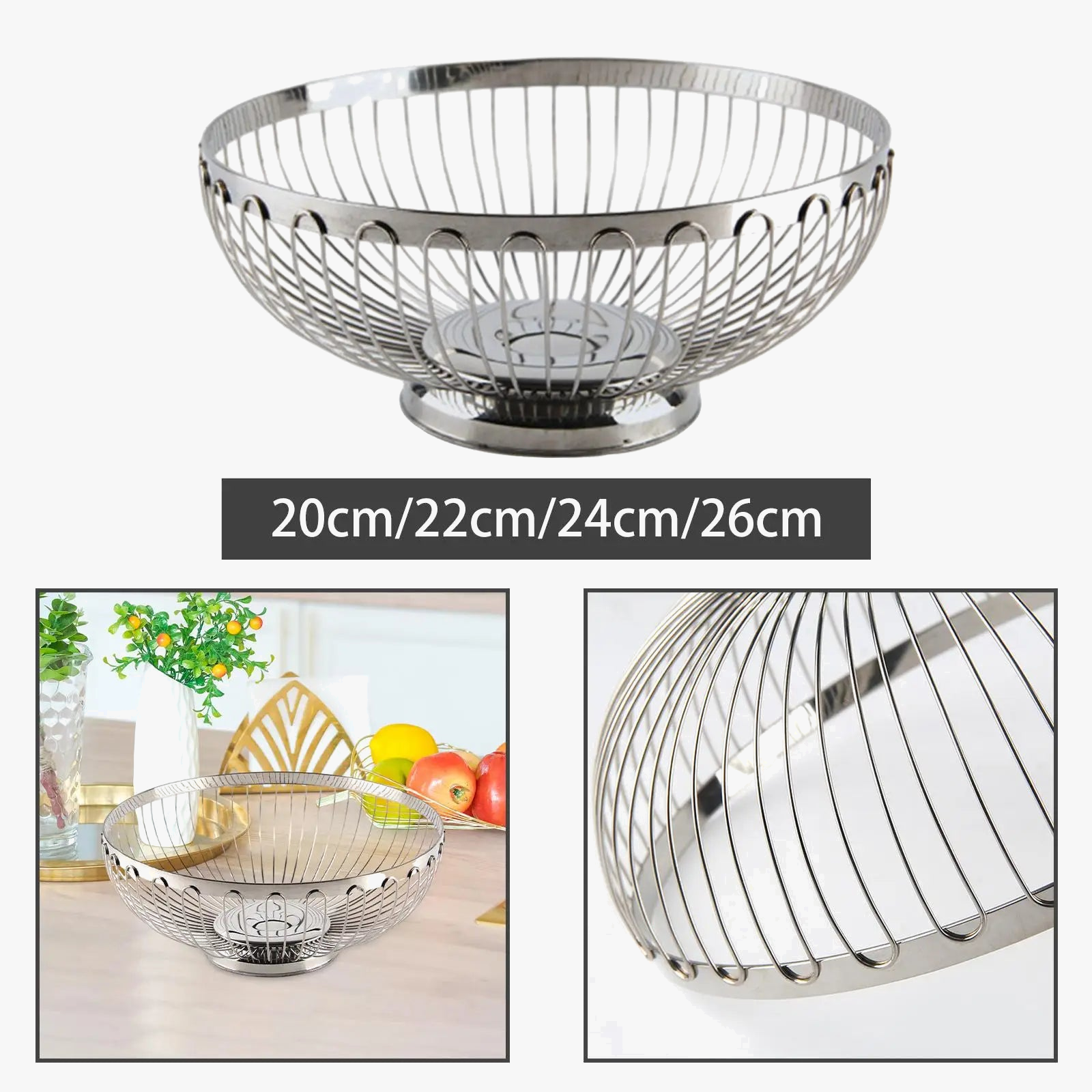 corbeille à fruits en acier inoxydable moderne et élégante