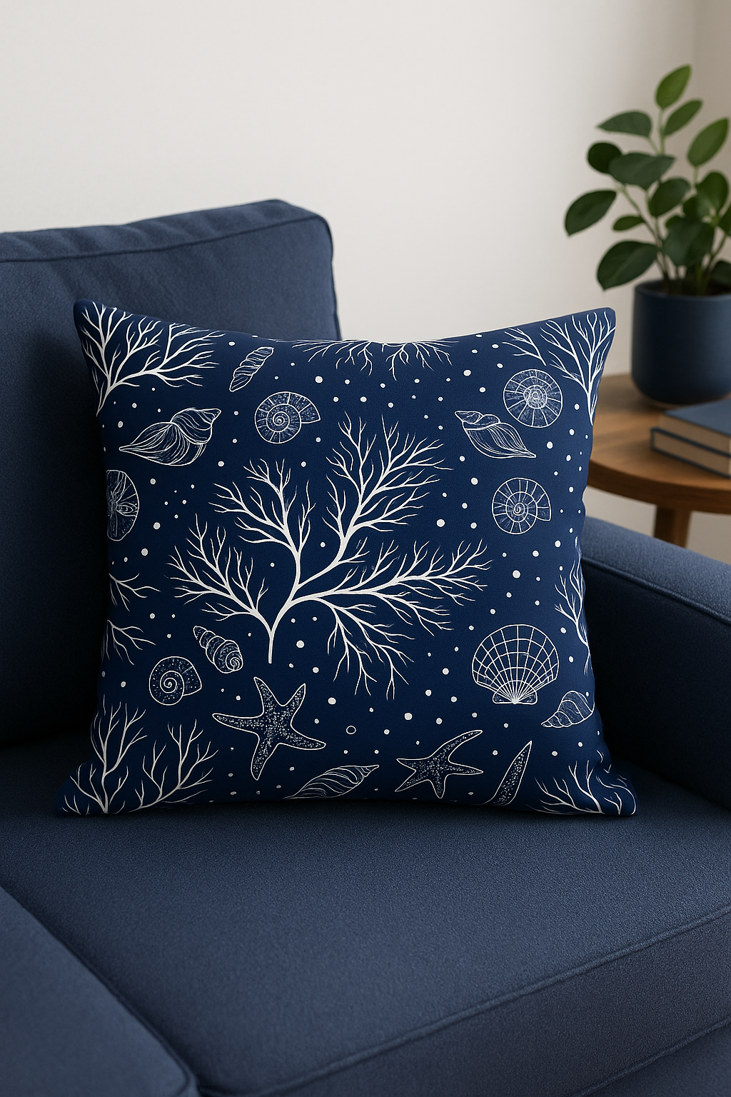 coussin bleu marine géométrique pour canapé ou lit
