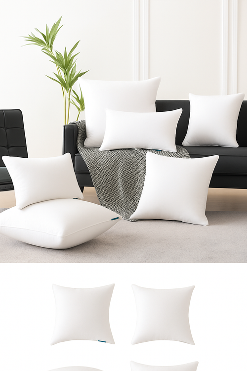 coussin décoratif blanc moelleux 50x50cm 45x45cm 30x50cm - vue 4 sur 5