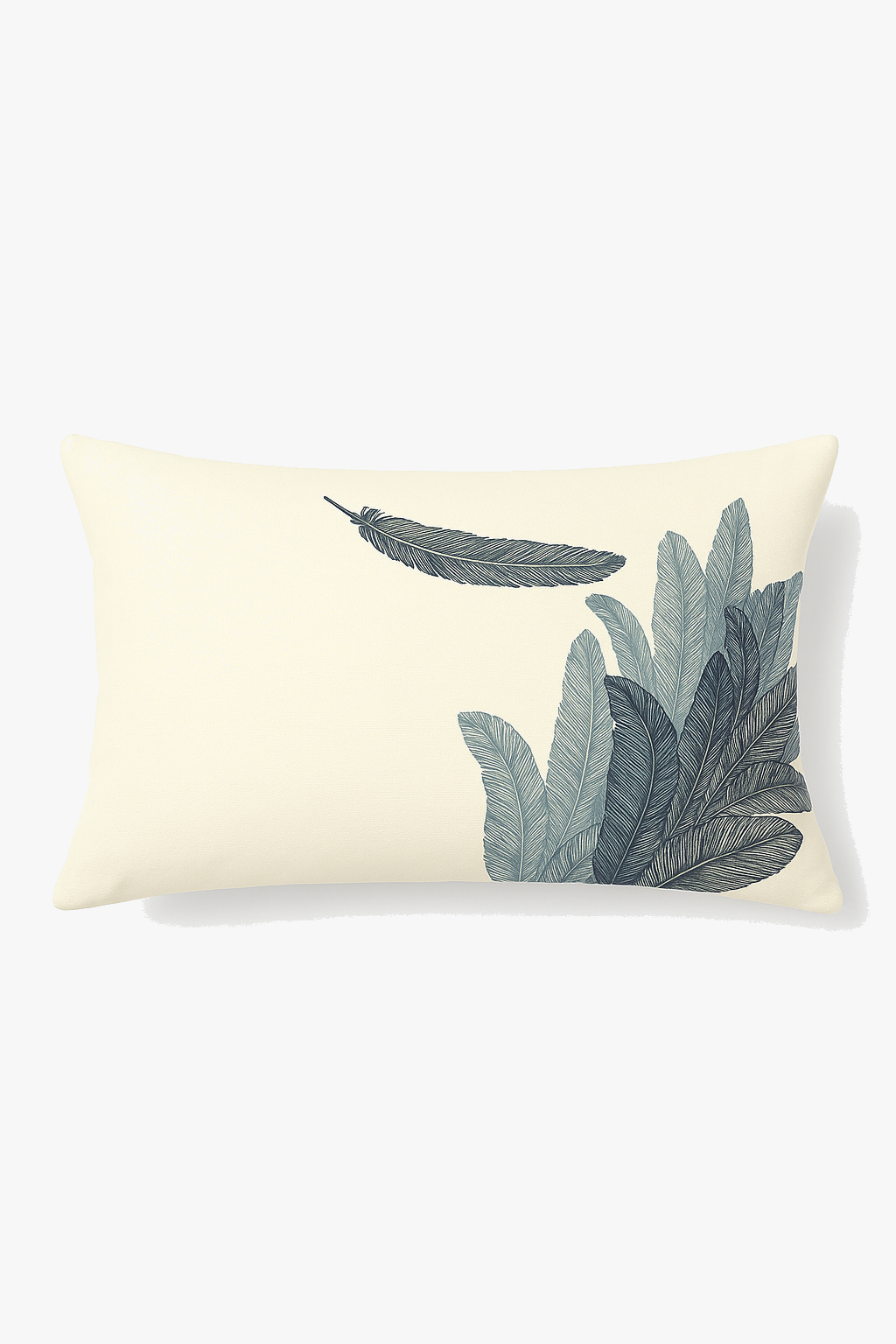 coussin décoratif rectangulaire motifs plumes 30x50 cm