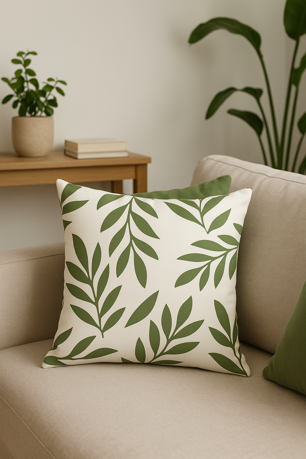 coussin décoratif à motif végétal vert confortable pour votre intérieur - vue 3 sur 2
