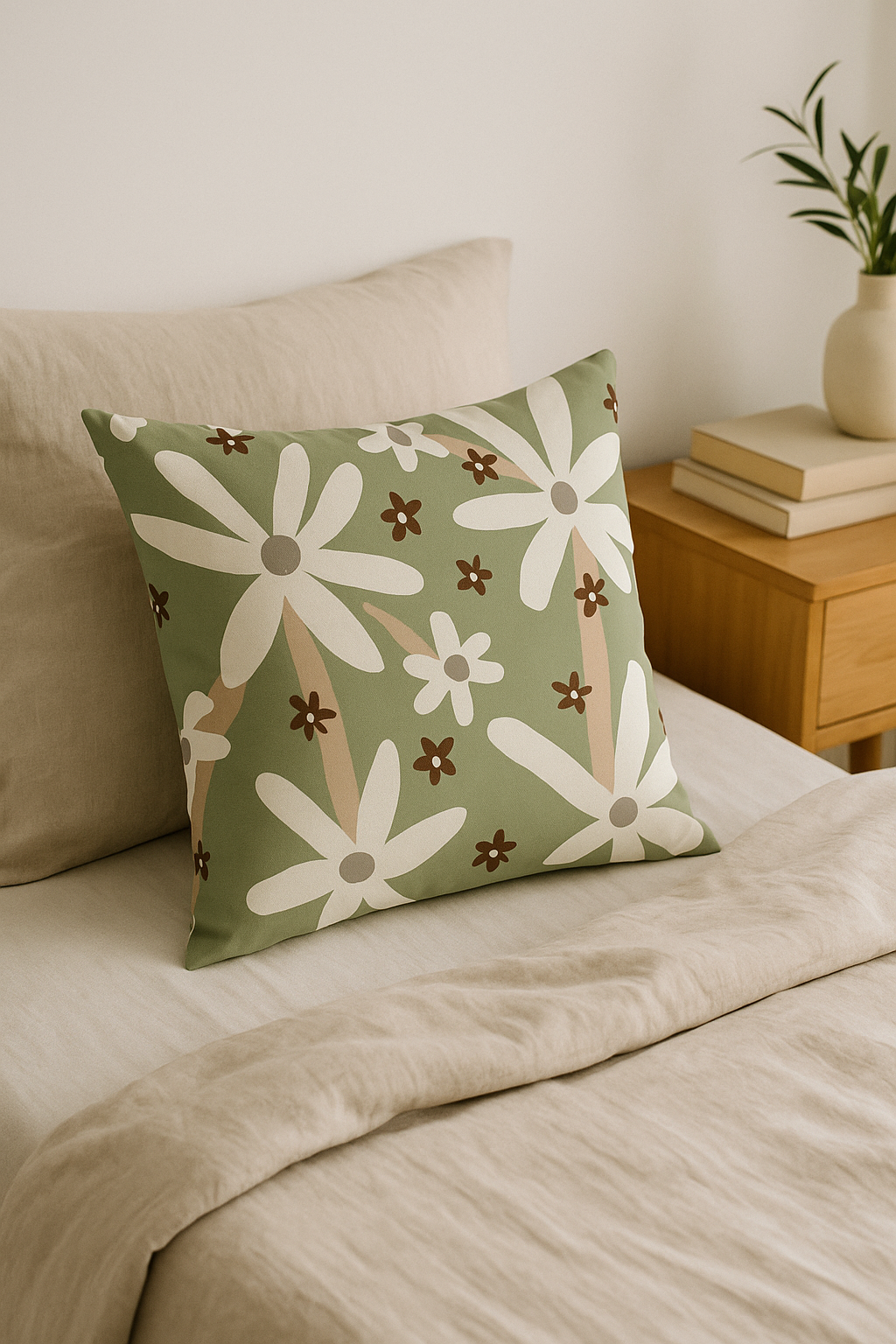 coussin décoratif à motif végétal vert pour canapé - vue 3 sur 2