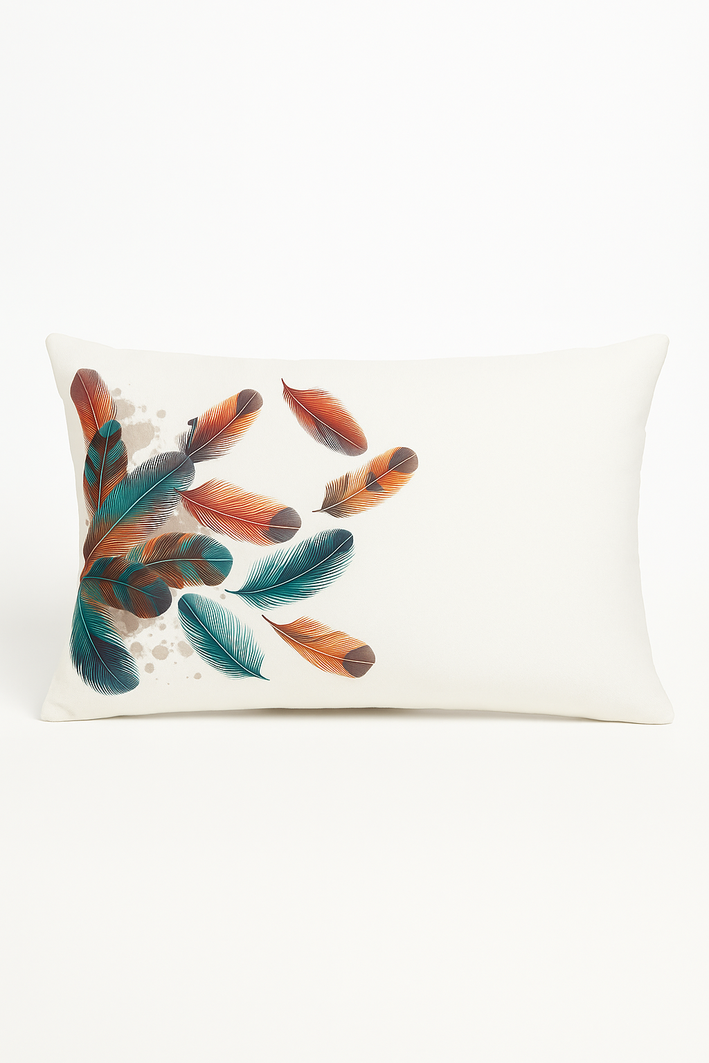 coussin décoratif rectangulaire motif plumes 30 x 50 cm