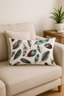 coussin décoratif rectangulaire motif plumes 30 x 50 cm