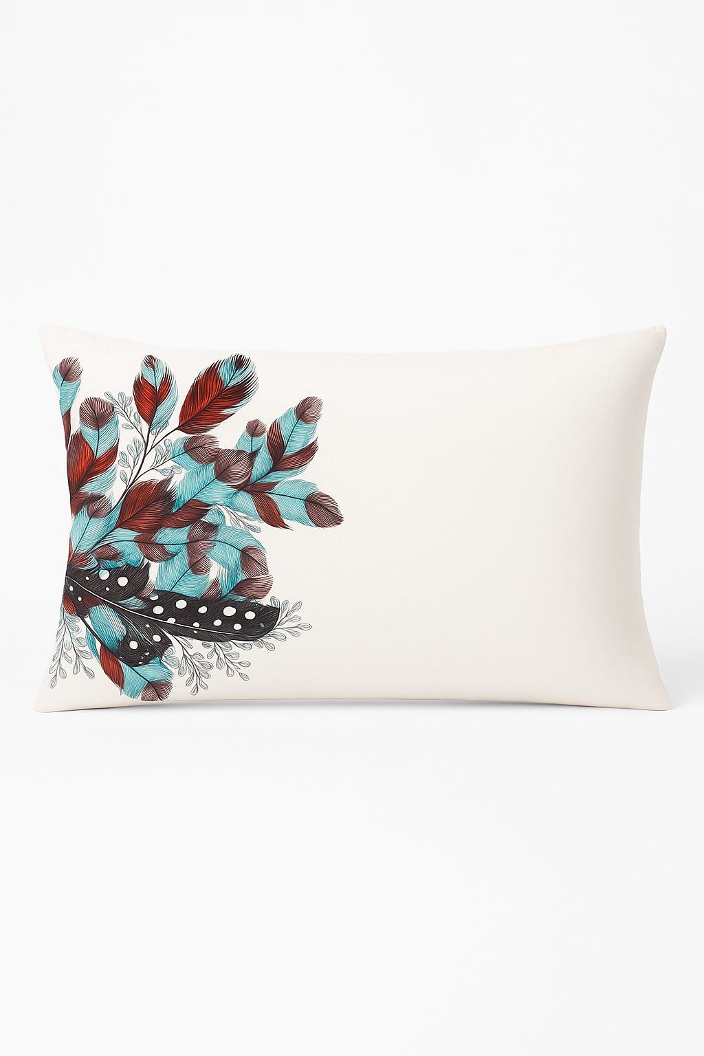 coussin décoratif rectangulaire motif plumes 30x50 cm